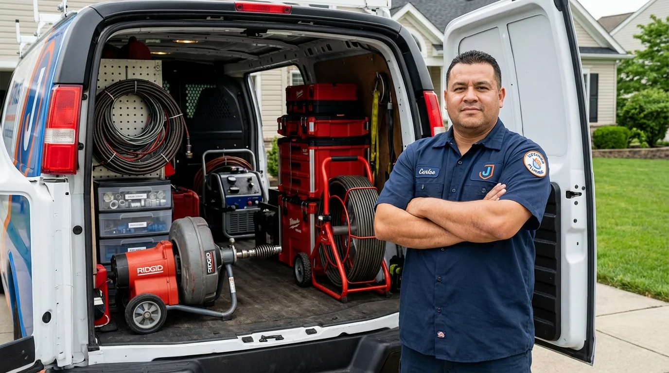 Professional drain cleaning equipment and Johns Plumbing LLC plumber in Effingham