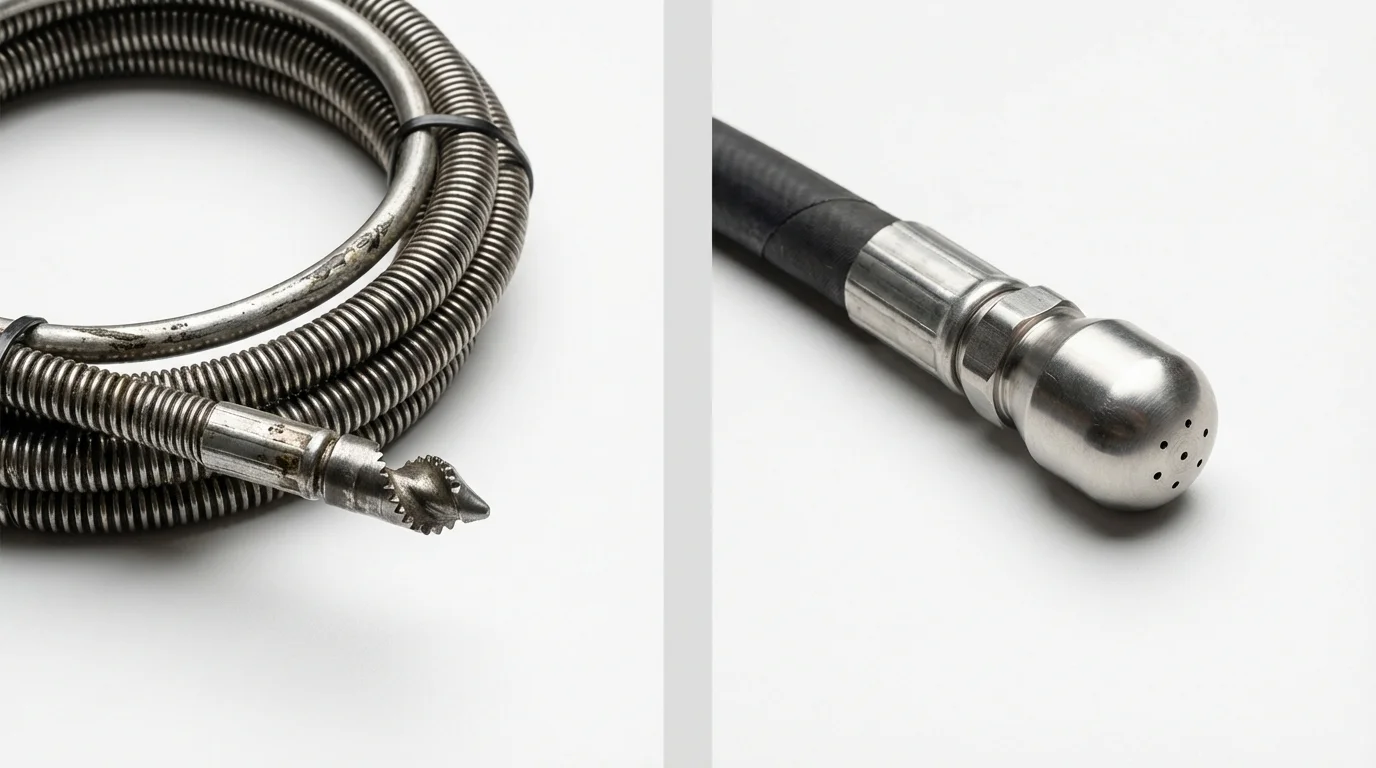 Drain snake cable and hydro jetting nozzle used for drain cleaning in Effingham, IL