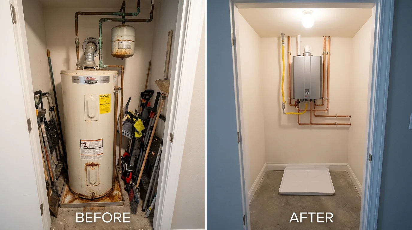 Tank water heater versus wall-mounted tankless unit comparison for Effingham, IL homeowners