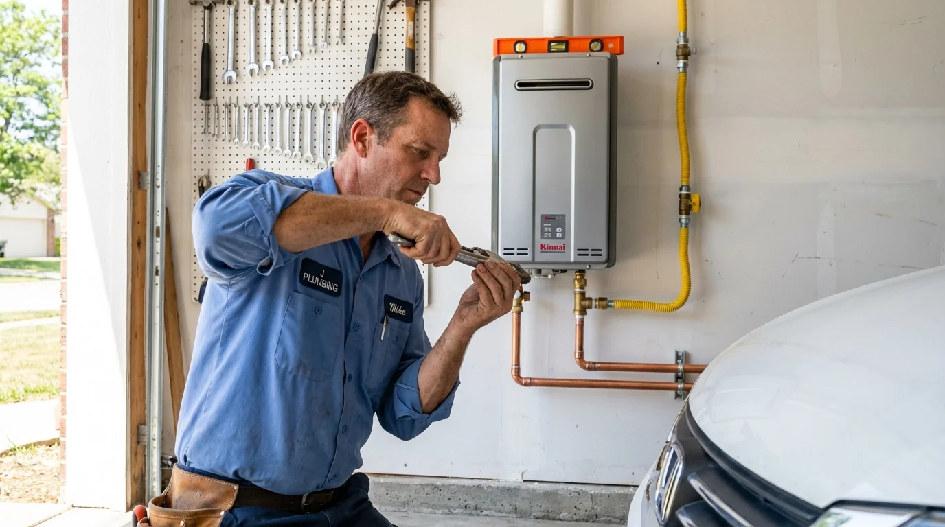Tankless water heater installation by a Johns Plumbing LLC plumber in Effingham